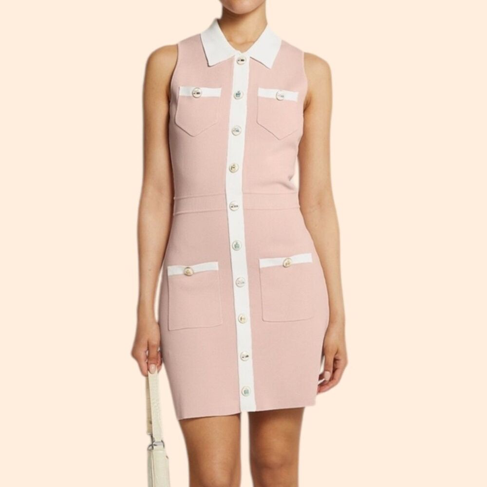 Maje Pink Contrast Mini Dress